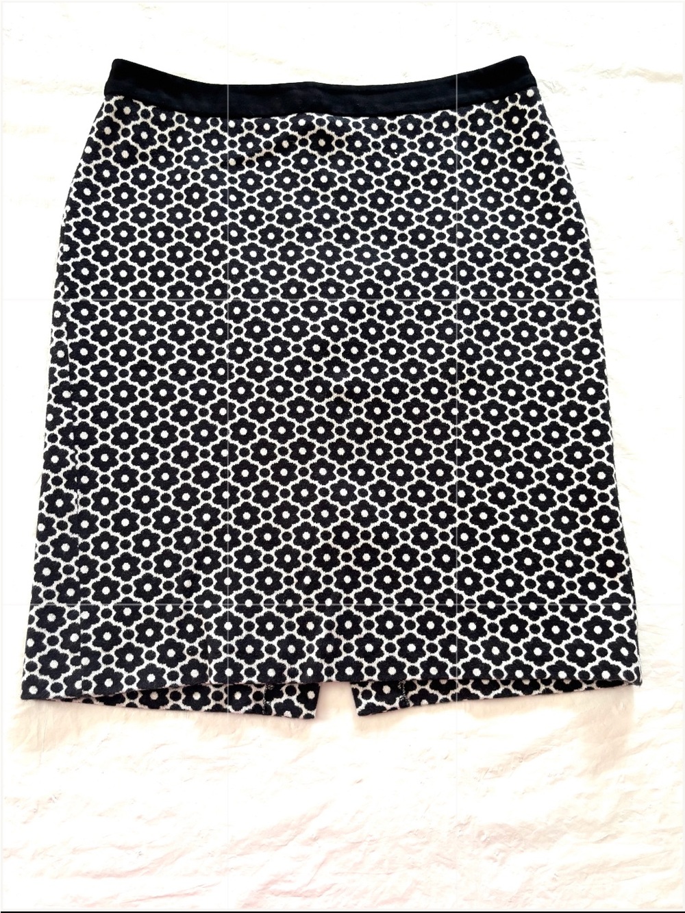 NWOT Talbots BLack White Jacquard Dot Pencil Skirt SZ 8 P